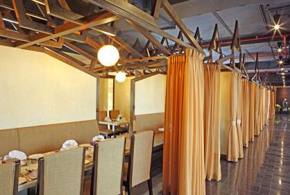 Dining area of Gazebo Restaurant, Sharjah-UAE designed by professional interior decorator company, Dubai UAE